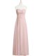 Baby Pink A-line Sweetheart Sleeveless Chiffon Floor Length Zipper Ruching Prom Dresses