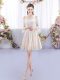Charming Champagne Lace Up Straps Sleeveless Mini Length Quinceanera Dama Dress Lace