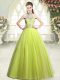 Yellow Green Sleeveless Tulle Zipper Homecoming Dress for Prom and Party