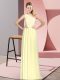 Elegant Floor Length Empire Sleeveless Yellow Prom Gown Lace Up