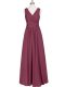 Burgundy Sleeveless Floor Length Ruching Zipper Prom Evening Gown