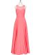 Low Price Chiffon Sleeveless Floor Length Prom Evening Gown and Lace and Belt