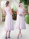 Tea Length Zipper White for Prom and Party with Lace