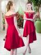 Pretty Asymmetrical Zipper Dress for Prom Red for Prom and Party with Appliques