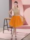 Exceptional Orange Sleeveless Organza Backless for Prom and Party