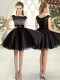 Sleeveless Tulle Mini Length Zipper Prom Party Dress in Black with Beading