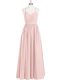 Eye-catching Pink Sleeveless Floor Length Ruching Criss Cross Prom Evening Gown