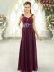 Custom Fit Burgundy Spaghetti Straps Neckline Beading and Ruching Formal Dresses Sleeveless Lace Up