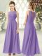 Colorful Lavender Chiffon Zipper Homecoming Dress Sleeveless Ankle Length Ruching