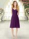 Trendy Purple Empire Chiffon Straps Sleeveless Ruching Knee Length Zipper Prom Party Dress