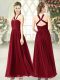 Luxury Floor Length Backless Prom Party Dress Burgundy for Prom and Party with Ruching