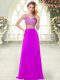 Floor Length Zipper Prom Dresses Purple for Prom and Party with Beading