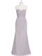 Dazzling Grey Chiffon Lace Up Prom Dress Sleeveless Floor Length Ruching