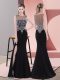 Exquisite Black Satin Side Zipper Scoop Sleeveless Floor Length Prom Dresses Beading