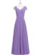 Nice Lavender Zipper Homecoming Dress Lace Cap Sleeves Floor Length