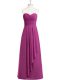 Fuchsia Prom Party Dress Prom and Party and Military Ball with Ruching Sweetheart Sleeveless Zipper