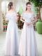 Hot Selling White Satin Zipper Off The Shoulder Short Sleeves Floor Length Prom Dress Lace