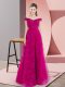 Fuchsia A-line Beading and Lace Womens Evening Dresses Lace Up Tulle Sleeveless Floor Length
