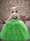Sleeveless Floor Length Embroidery and Ruffles Lace Up Child Pageant Dress with Green