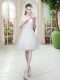 Pretty Knee Length A-line Half Sleeves White Prom Party Dress Lace Up