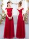 Free and Easy Wine Red Off The Shoulder Neckline Lace Quinceanera Court of Honor Dress Sleeveless Lace Up