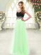 Floor Length Zipper Prom Dresses Light Blue for Prom and Party with Appliques