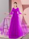 Floor Length Lace Up Prom Evening Gown Purple for Prom and Party with Beading