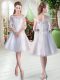 Excellent Knee Length White Prom Party Dress Off The Shoulder Half Sleeves Lace Up