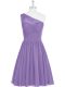 Eye-catching Lavender One Shoulder Neckline Lace Prom Gown Sleeveless Side Zipper
