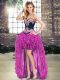 Adorable Purple A-line Embroidery Prom Party Dress Lace Up Organza Sleeveless High Low