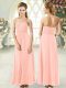 Peach Empire Chiffon Sweetheart Sleeveless Lace Ankle Length Zipper Prom Party Dress