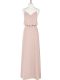 Ruching Dress for Prom Baby Pink Zipper Sleeveless Floor Length
