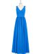 Designer Royal Blue Sleeveless Ruching Floor Length Prom Dresses