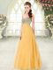 A-line Prom Evening Gown Orange Sweetheart Tulle Sleeveless Floor Length Lace Up