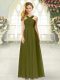 Traditional Floor Length Empire Sleeveless Olive Green Prom Party Dress Zipper