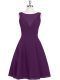 Sophisticated Sleeveless Chiffon Mini Length Zipper Homecoming Dress in Eggplant Purple with Ruching