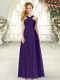 Delicate Purple Chiffon Zipper Straps Sleeveless Floor Length Prom Party Dress Ruching