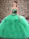 Turquoise Sleeveless Tulle Lace Up Quince Ball Gowns for Sweet 16 and Quinceanera