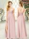 Custom Made Floor Length Empire Sleeveless Pink Prom Dresses Zipper