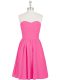 Delicate Chiffon Sleeveless Mini Length Homecoming Dress and Ruching and Pleated
