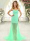 Wonderful Apple Green Sleeveless Brush Train Beading Dress for Prom