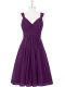 On Sale Purple Sleeveless Ruching Mini Length Evening Dress