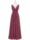 Burgundy Sleeveless Chiffon Backless Prom Party Dress for Prom and Party and Military Ball