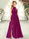 Elegant Burgundy Prom Dresses Prom and Party with Ruching Halter Top Sleeveless Zipper