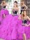 Fuchsia Sleeveless Beading and Embroidery Floor Length 15 Quinceanera Dress