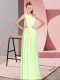 Floor Length Empire Sleeveless Yellow Green Dress for Prom Lace Up