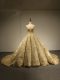 Comfortable Gold Quince Ball Gowns Military Ball and Sweet 16 and Quinceanera with Sequins Scoop Sleeveless Brush Train Lace Up