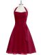 Wonderful Sleeveless Chiffon Knee Length Zipper Evening Dress in Wine Red with Ruching