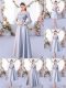 Traditional Silver Scoop Lace Up Lace Quinceanera Dama Dress 3 4 Length Sleeve