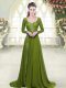 Olive Green Sweetheart Backless Beading Prom Party Dress Sweep Train Long Sleeves